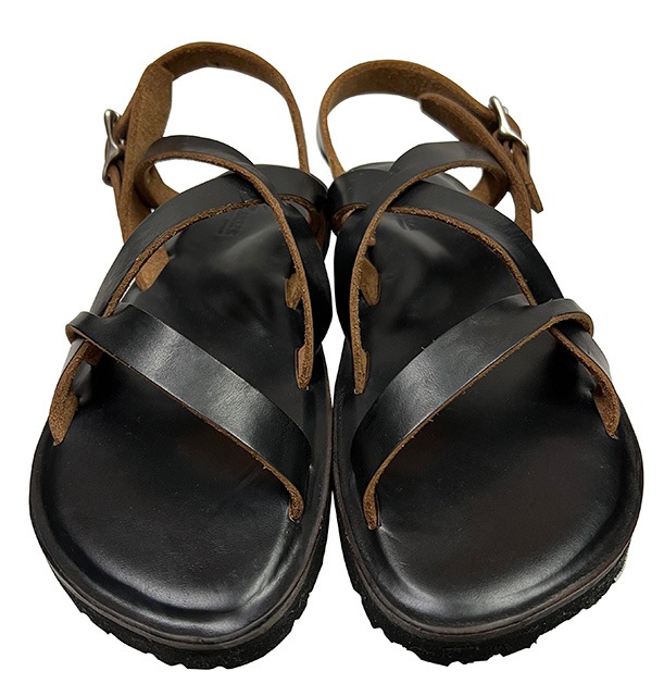 LIGHT MARKER Foot wear �饤�ȥޡ����� �եåȥ���������RISHIKESH SANDAL �ꥷ�������� �쥶�� ������롡BLACK �֥�å���M������(25��26cm)���ϥ�ɥᥤ�ɡ��쥶��������롡KUBIKI LEATHER��LEFT HAND