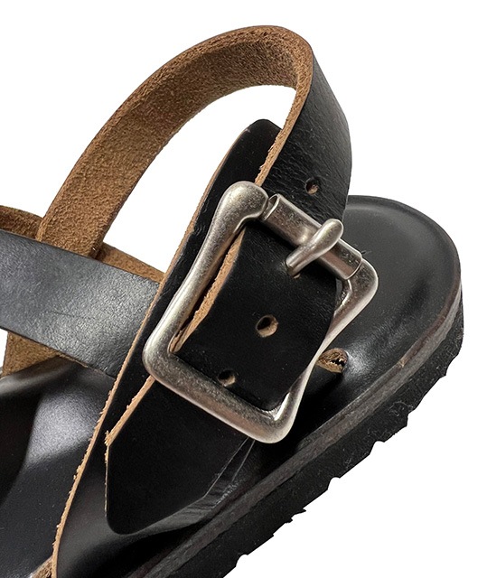 LIGHT MARKER Foot wear �饤�ȥޡ����� �եåȥ���������RISHIKESH SANDAL �ꥷ�������� �쥶�� ������롡BLACK �֥�å���M������(25��26cm)���ϥ�ɥᥤ�ɡ��쥶��������롡KUBIKI LEATHER��LEFT HAND