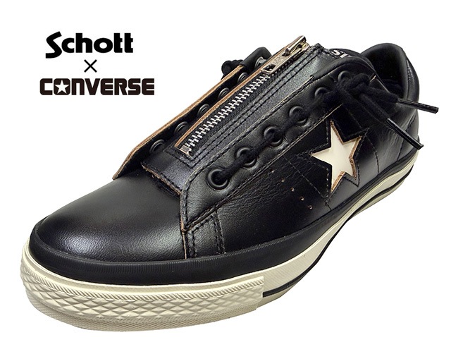 Schott �� CONVERSE ����åȡߥ���С��� ��ONE STAR Z / Schott�� ��󥹥��� BLACK/WHITE �֥�å�/�ۥ磻�ȡ�1AD062�����ˡ�����