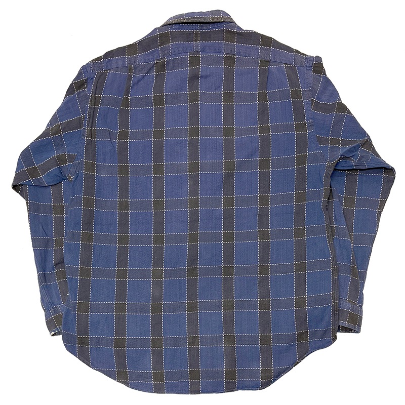 90s��DOUBLE RL ���֥륢���륨�롡STITCH PLAID L/S SHIRT ���ƥå� �ץ쥤�� ���󥰥��꡼�֥���ġ�col:BLUE��size:XL��RRL��Ralph Lauren ��VINTAGE �ӥ�ơ����ۡ���šۡ�Ź�޻����Բġ�