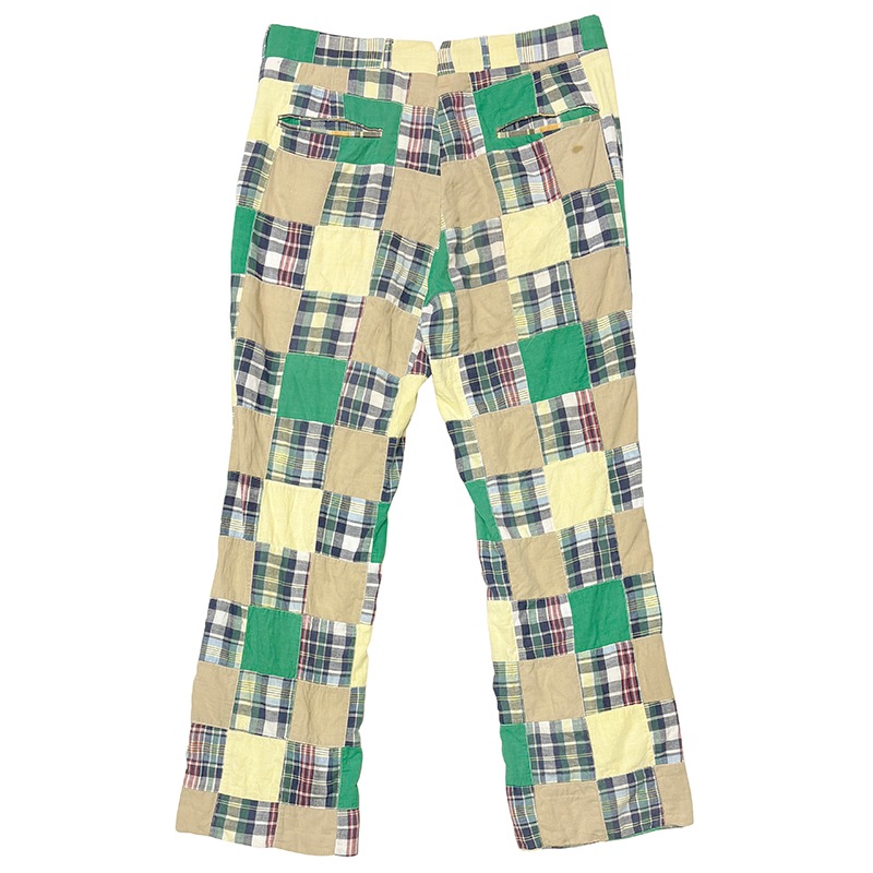 70s��CORBIN �����ӥ�MADRAS CHECK PATCHWORK PANTS �ޥɥ饹�����å� �ѥå���� �ѥ�ġ�col.GREEN�ϡ�size:ɽ���ʤ�(����W34/L28����)����VINTAGE �ӥ�ơ����ۡ���š�
