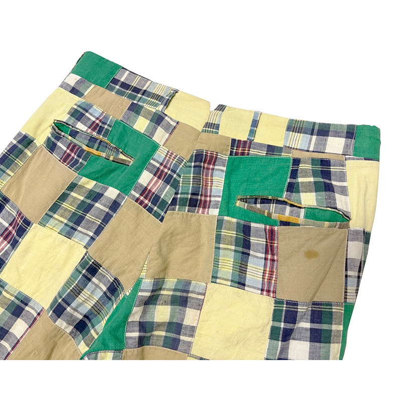 70s��CORBIN �����ӥ�MADRAS CHECK PATCHWORK PANTS �ޥɥ饹�����å� �ѥå���� �ѥ�ġ�col.GREEN�ϡ�size:ɽ���ʤ�(����W34/L28����)����VINTAGE �ӥ�ơ����ۡ���š�