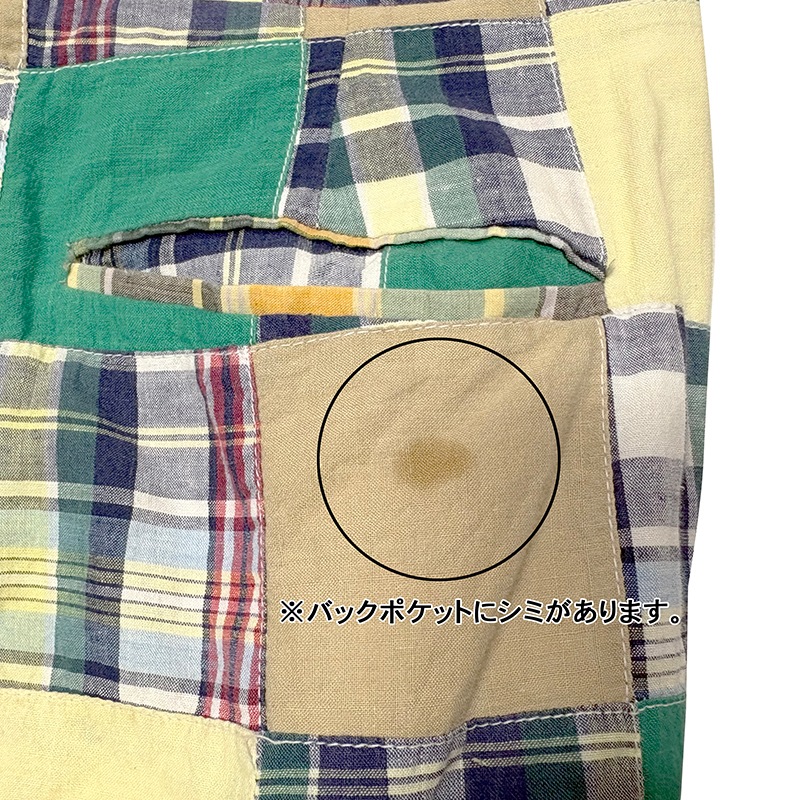70s��CORBIN �����ӥ�MADRAS CHECK PATCHWORK PANTS �ޥɥ饹�����å� �ѥå���� �ѥ�ġ�col.GREEN�ϡ�size:ɽ���ʤ�(����W34/L28����)����VINTAGE �ӥ�ơ����ۡ���š�