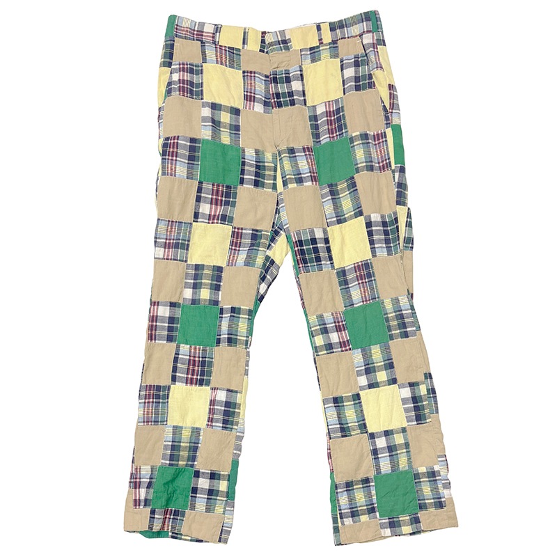 70s��CORBIN �����ӥ�MADRAS CHECK PATCHWORK PANTS �ޥɥ饹�����å� �ѥå���� �ѥ�ġ�col.GREEN�ϡ�size:ɽ���ʤ�(����W34/L28����)����VINTAGE �ӥ�ơ����ۡ���š�