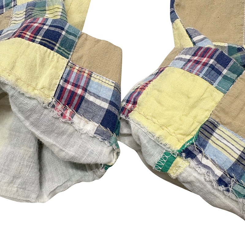 70s��CORBIN �����ӥ�MADRAS CHECK PATCHWORK PANTS �ޥɥ饹�����å� �ѥå���� �ѥ�ġ�col.GREEN�ϡ�size:ɽ���ʤ�(����W34/L28����)����VINTAGE �ӥ�ơ����ۡ���š�