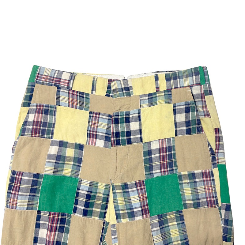70s��CORBIN �����ӥ�MADRAS CHECK PATCHWORK PANTS �ޥɥ饹�����å� �ѥå���� �ѥ�ġ�col.GREEN�ϡ�size:ɽ���ʤ�(����W34/L28����)����VINTAGE �ӥ�ơ����ۡ���š�