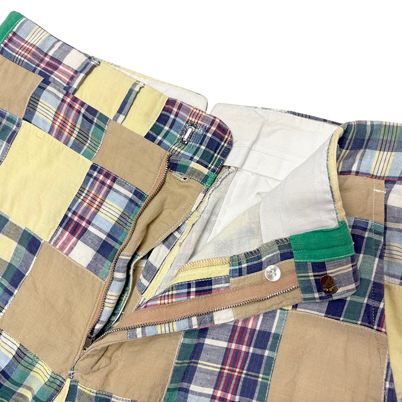 70s��CORBIN �����ӥ�MADRAS CHECK PATCHWORK PANTS �ޥɥ饹�����å� �ѥå���� �ѥ�ġ�col.GREEN�ϡ�size:ɽ���ʤ�(����W34/L28����)����VINTAGE �ӥ�ơ����ۡ���š�
