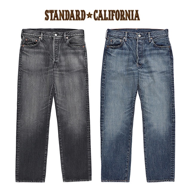 STANDARD CALIFORNIA ����������ɥ���ե���˥� SD 5P Denim Pants 901 66 Vintage Wash 5�ݥ��å� �ǥ˥�ѥ�� ������ơ��������å��塡2��(BLACK/INDIGO)