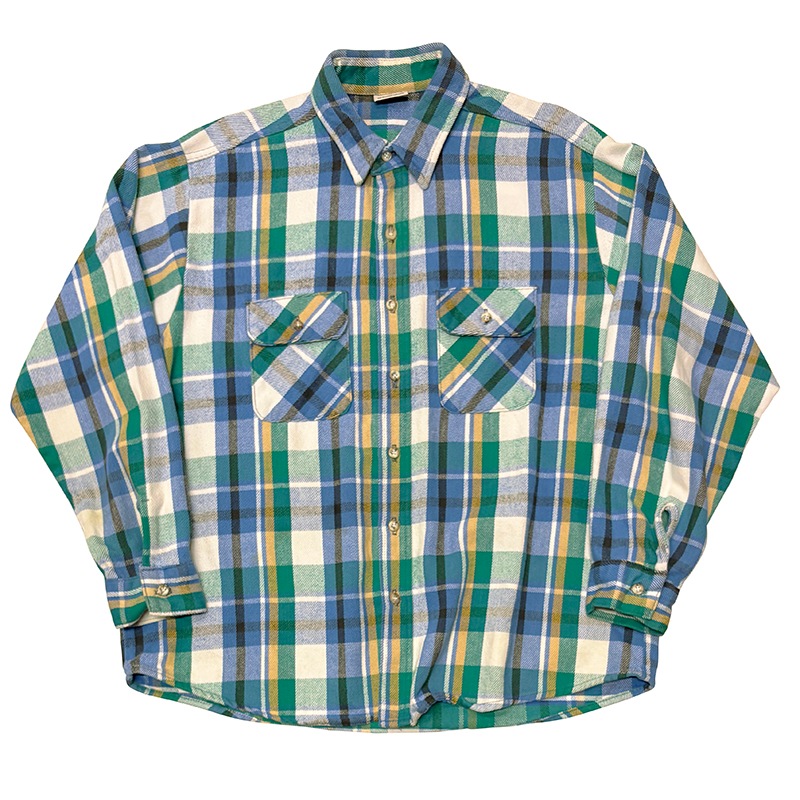 90s��FIVE BROTHER �ե����֥֥饶����L/S Flannel Shirt ���󥰥��꡼�� �ե��ͥ� ����ġ������å�����col:BLUE��GREEN��size:XL ��VINTAGE ������ơ����ۡ���š�