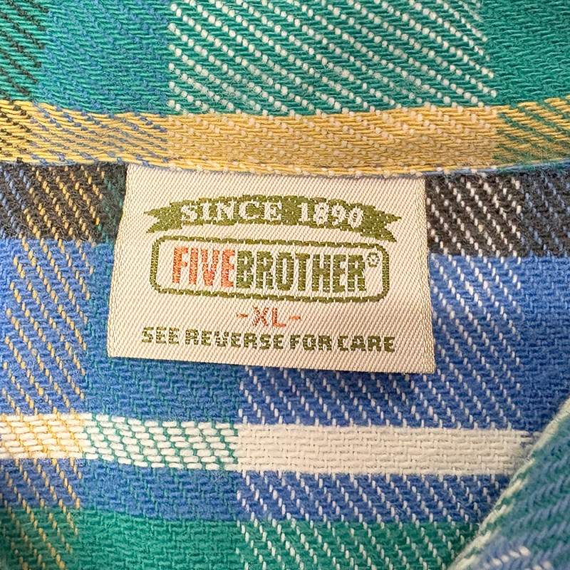 90s��FIVE BROTHER �ե����֥֥饶����L/S Flannel Shirt ���󥰥��꡼�� �ե��ͥ� ����ġ������å�����col:BLUE��GREEN��size:XL ��VINTAGE ������ơ����ۡ���š�