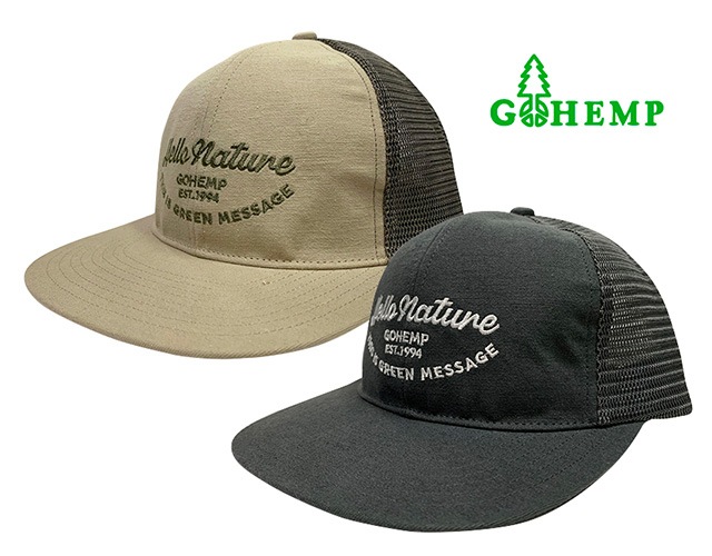 GOHEMP �����إ�ס�HELLO NATURE MESH CAP �ϥ��� �ͥ����㡼 ��å��� ����åס�2��(CHARCOAL/SAND)�����åȥ�إ�ס��㡡�ʡ�˹�ҡ�2024SS