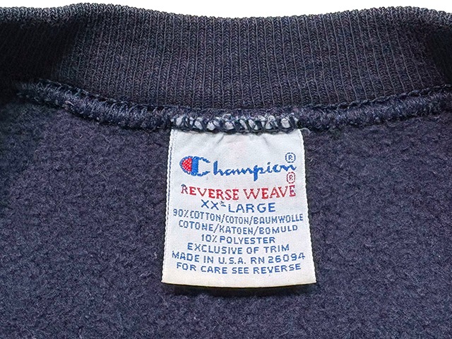 90'sChampion ԥREVERSE WEAVE CREW NECK SWEAT SHIRTS С 롼ͥå å ġҤӳץȡNAVY ͥӡɽsize:XX-LARGEMADE IN U.S.A. ꥫBIG SIZEVINTAGE ơۡš