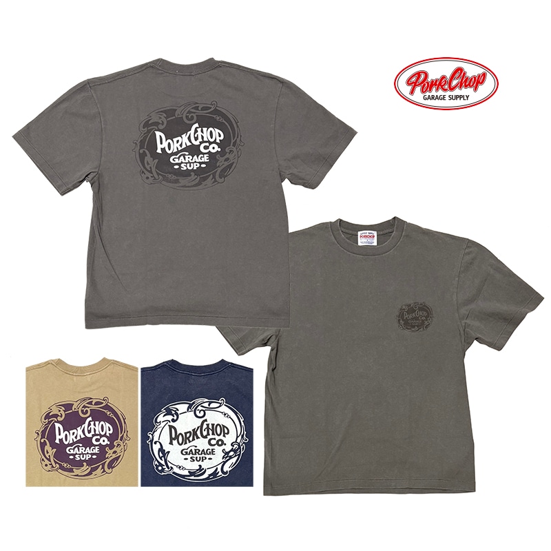 PORKCHOP GARAGE SUPPLY �ݡ�������å� ���졼�����ץ饤��F LEAF LOGO TEE F �꡼�� ���� T����ġ�Ⱦµ��3��(FADE GRAY/FADE NAVY/FADE BEIGE)��2026SS
