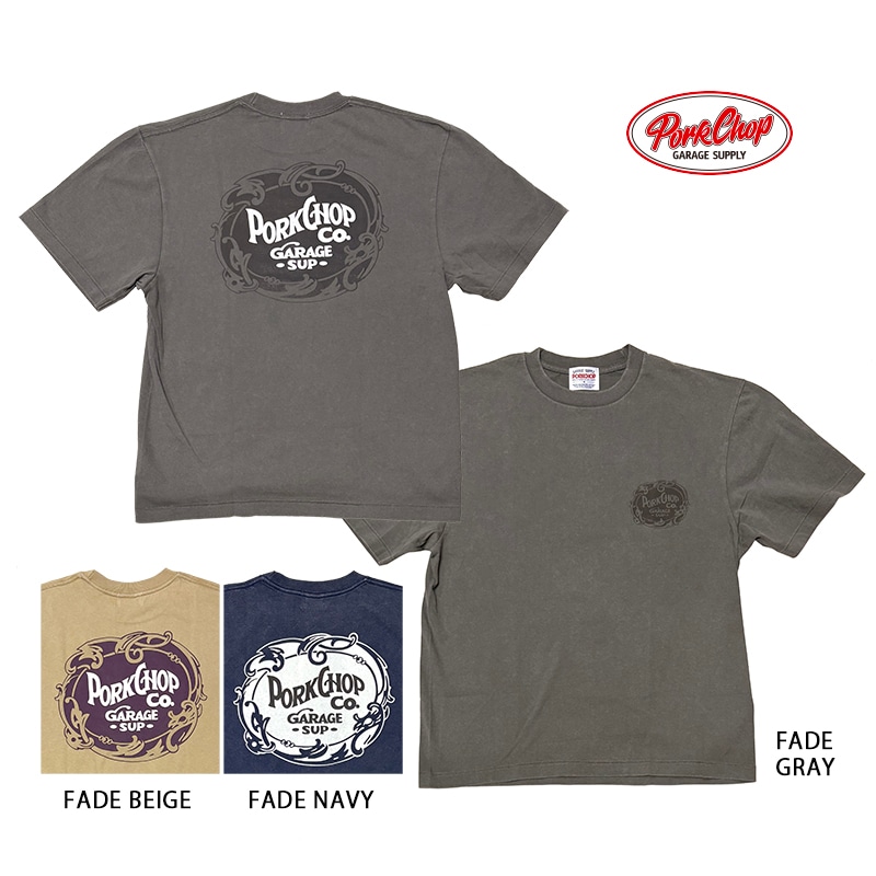 PORKCHOP GARAGE SUPPLY �ݡ�������å� ���졼�����ץ饤��F LEAF LOGO TEE F �꡼�� ���� T����ġ�Ⱦµ��3��(FADE GRAY/FADE NAVY/FADE BEIGE)��2026SS