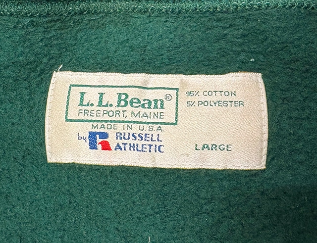 90s��L.L.BEAN by RUSSELL ATHLETIC ���륨��ӡ��� �� ��å��륢������å���HALF ZIP PULLOVER �ϡ��ե��å� �ץ륪���С���col:DARK GREEN��size:LARGE��Made in U.S.A.������ꥫ�� ��VINTAGE ������ơ����ۡ���šۡ�Ź�޻����Բġ�