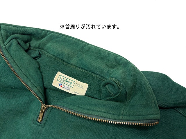 90s��L.L.BEAN by RUSSELL ATHLETIC ���륨��ӡ��� �� ��å��륢������å���HALF ZIP PULLOVER �ϡ��ե��å� �ץ륪���С���col:DARK GREEN��size:LARGE��Made in U.S.A.������ꥫ�� ��VINTAGE ������ơ����ۡ���šۡ�Ź�޻����Բġ�