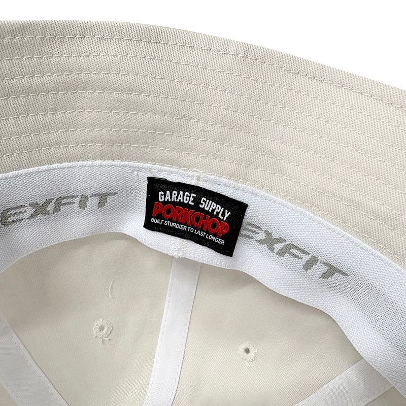 PORKCHOP GARAGE SUPPLY �ݡ�������å� ���졼�� ���ץ饤��F LEAF BALL HAT F �꡼�� �ܡ��� �ϥåȡ�3��(OFF WHITE/ASH BLACK/OLIVE)���ϥåȡ�˹�ҡ�FLEXFIT��2026SS