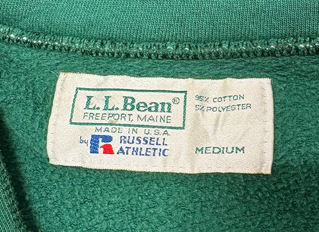 ��SALE 30%OFF�� 90s��L.L.BEAN by RUSSELL ATHLETIC ���륨��ӡ��� �� ��å��륢������å���HALF ZIP PULLOVER �ϡ��ե��å� �ץ륪���С���col:LIGHT GREEN��size:MEDIUM��Made in U.S.A.������ꥫ�� ��VINTAGE ������ơ����ۡ���šۡ�Ź�޻����Բġ�