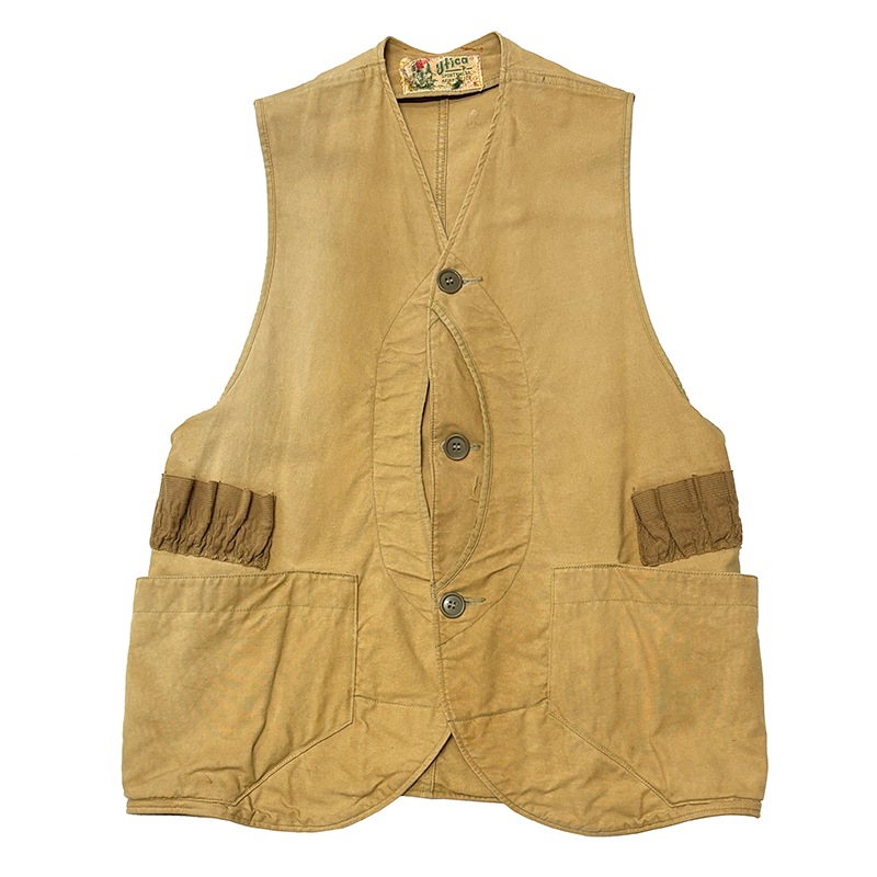 50s��Utica Duxbak �桼�ƥ��� ���å����Хå���Hunting Vest �ϥ�ƥ��󥰥٥��ȡ�col:BEIGE��size:ɽ���ʤ�(L����)���ϡ��եࡼ�� ��VINTAGE �ӥ�ơ����ۡ���š�