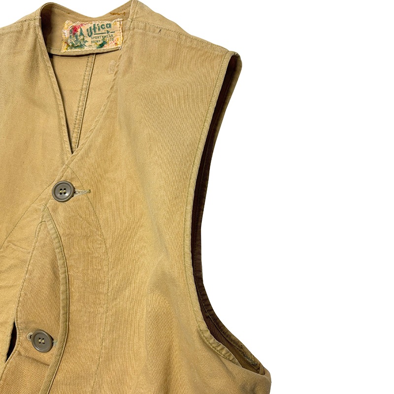 50s��Utica Duxbak �桼�ƥ��� ���å����Хå���Hunting Vest �ϥ�ƥ��󥰥٥��ȡ�col:BEIGE��size:ɽ���ʤ�(L����)���ϡ��եࡼ�� ��VINTAGE �ӥ�ơ����ۡ���š�