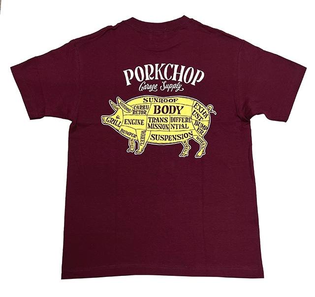 PORKCHOP �ݡ�������åס�PORK BACK TEE���ݡ����Хå� T����ġ�Ⱦµ��5��(BLACKWHITE/RED/NAVY/BURGUNDY)��2024SS