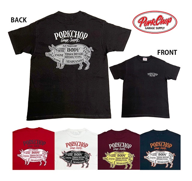 PORKCHOP �ݡ�������åס�PORK BACK TEE���ݡ����Хå� T����ġ�Ⱦµ��5��(BLACKWHITE/RED/NAVY/BURGUNDY)��2024SS