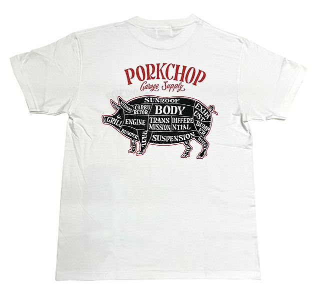 PORKCHOP �ݡ�������åס�PORK BACK TEE���ݡ����Хå� T����ġ�Ⱦµ��5��(BLACKWHITE/RED/NAVY/BURGUNDY)��2024SS