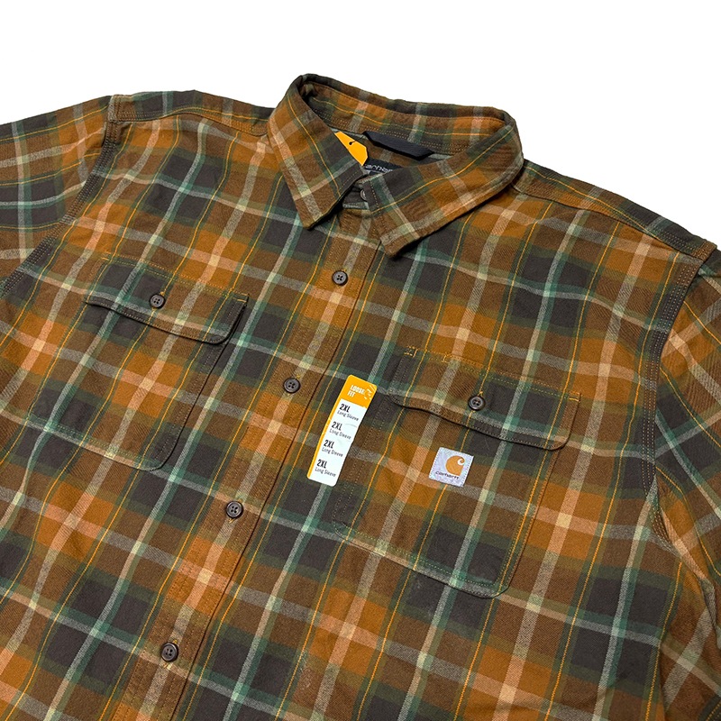��̤�����ʡ� Carhartt �����ϡ��ȡ�WORK SHIRTS �������ġ������å�����col.ORANGE��size:2XL��COTTON100%��LOOSE FIT �롼���ե��åȡ��ͥ륷��ġ���šۡ�Ź�޻����Բġ�