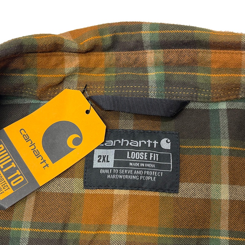 ��̤�����ʡ� Carhartt �����ϡ��ȡ�WORK SHIRTS �������ġ������å�����col.ORANGE��size:2XL��COTTON100%��LOOSE FIT �롼���ե��åȡ��ͥ륷��ġ���šۡ�Ź�޻����Բġ�