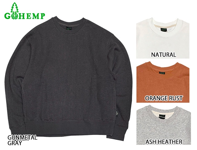 GOHEMP �����إ�ס�HEMP CREW SWEAT �إ�� ���롼 �������åȡ���55�� ��45��ŷ���Ǻࡡ���롼�ͥå��������åȡ��ȥ졼�ʡ���go hemp��2024FW