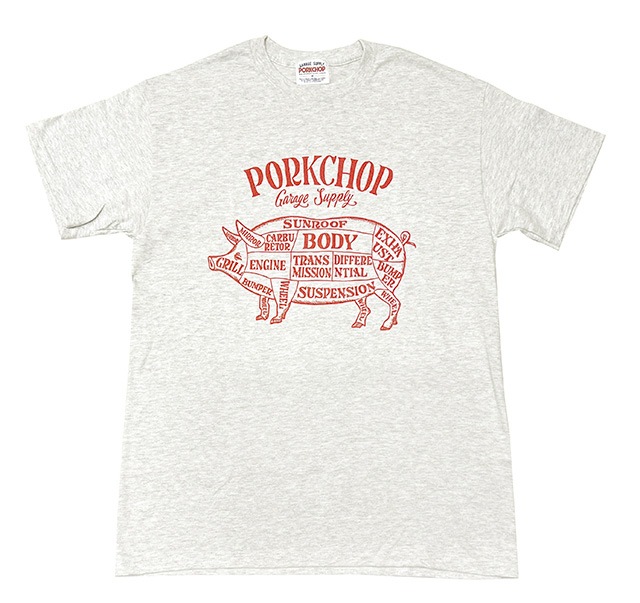 PORKCHOP GARAGE SUPPLY �ݡ�������å� ���졼�����ץ饤��PORK FRONT TEE 25���ݡ����ե���� T����ġ�Ⱦµ��5��(BURGUNDY/BLACK/WHITE/ASH/NAVY)��2025SS