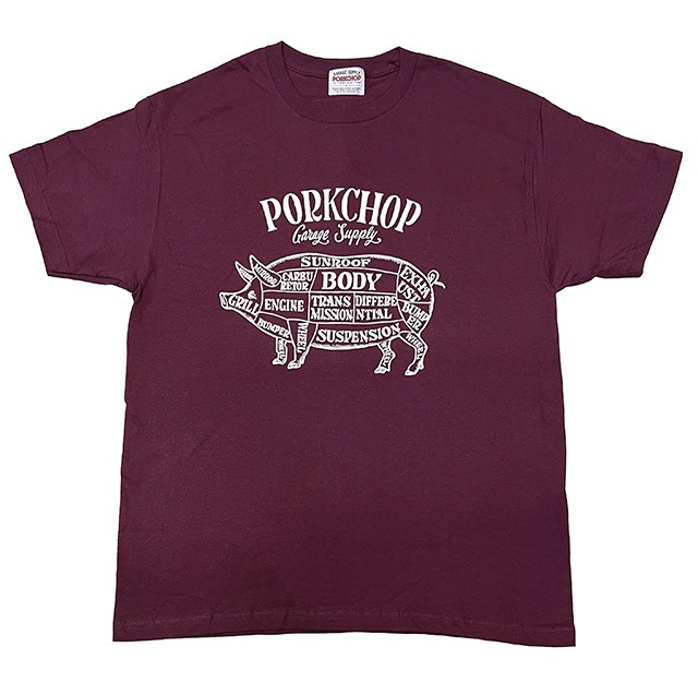PORKCHOP GARAGE SUPPLY �ݡ�������å� ���졼�����ץ饤��PORK FRONT TEE 25���ݡ����ե���� T����ġ�Ⱦµ��5��(BURGUNDY/BLACK/WHITE/ASH/NAVY)��2025SS