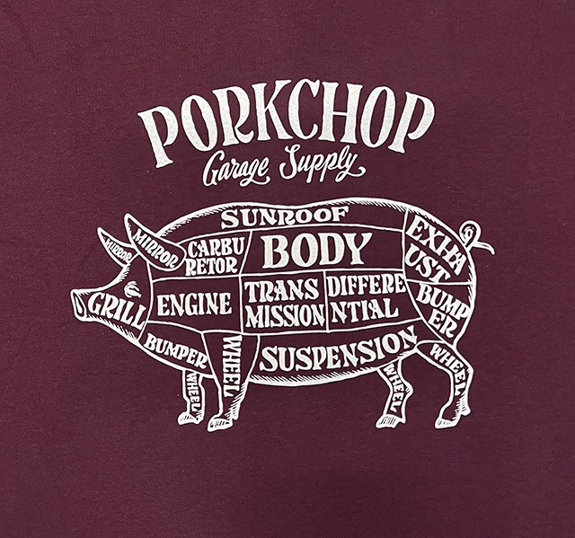 PORKCHOP GARAGE SUPPLY �ݡ�������å� ���졼�����ץ饤��PORK FRONT TEE 25���ݡ����ե���� T����ġ�Ⱦµ��5��(BURGUNDY/BLACK/WHITE/ASH/NAVY)��2025SS