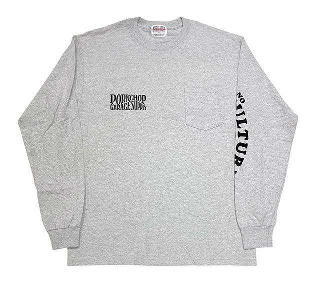 PORKCHOP GARAGE SUPPLY �ݡ�������å� ���졼�����ץ饤��WAVE LOGO L/S TEE���������֥��� ĹµT����ġ�����T��3��(GRAY/BLACK/ NAVY)��2025FW