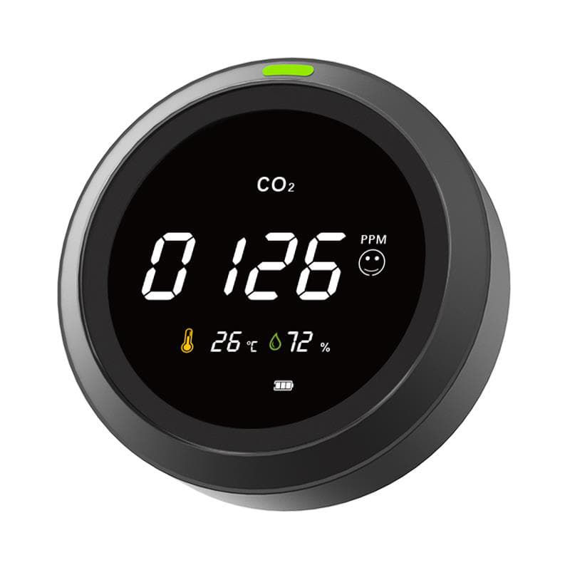 【新品】 二酸化炭素モニター 濃度計 (丸型) 楽天市場】CO2リアルメーター 丸型 温度 湿度 置き型 壁掛け NDIR方式
