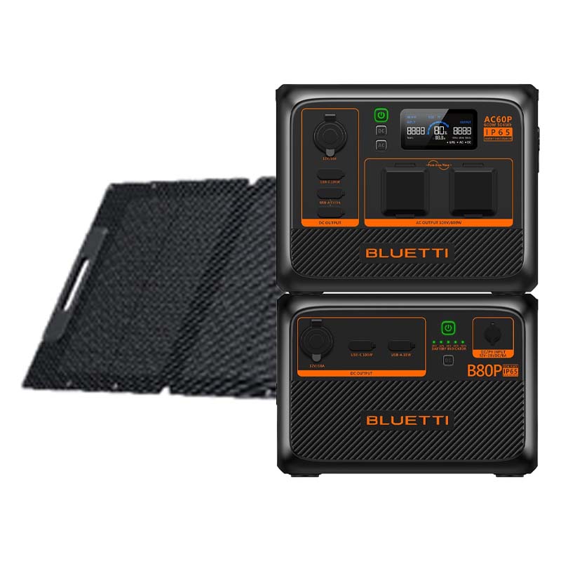 BLUETTI 小型ポータブル電源 AC60P+拡張バッテリーB80P+ソーラーパネルPV120D｜防水防塵モデル 504Wh 600W|ポータブル電源|家電・AV機器・カメラ