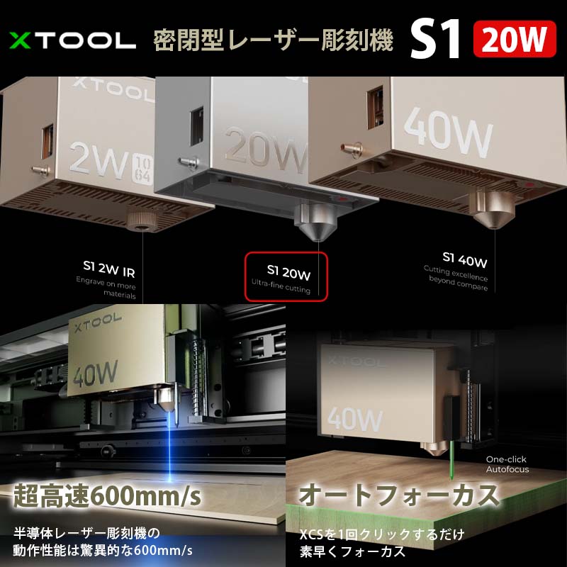 XTOOL ̩�ķ��졼����Ħ�ﵡ S1 20W Basic�ǡʥ֥�å��ˡ�����+������������+�ϥ˥���ѥͥ��
