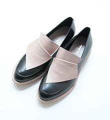 ALL BLACK オールブラック バイカラーデザインローファー