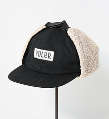POLER ݡ顼 FURRY FONT CANVAS FLAP CAP (BLACK)