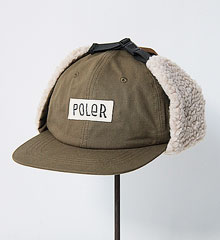 POLER ݡ顼 FURRY FONT CANVAS FLAP CAP (OLIVE)