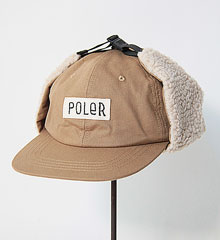 POLER ݡ顼 FURRY FONT CANVAS FLAP CAP (BEIGE)