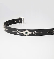 HSGロゴ付きスタッズブラックベルト 受注生産】VINTAGE STYLE LEATHER STUDS BELT - JOHNNY - (BLACK)