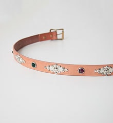 �ڼ���������VINTAGE STYLE LEATHER STUDS NARROW BELT - MEDICINEMAN'S EYE - (TAN)