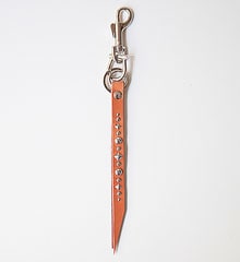 LEATHER STUDS KEY HOLDER - GEOMETRY - (TAN)