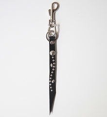 Fleur de Lis Silver Key Holder 百合リリーフレア✦ LEATHER STUDS KEY HOLDER - FLOWER - (BLACK)