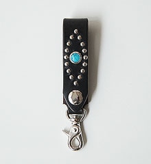 LEATHER STUDS GLOBE STRAP - CATS EYE - (BLACK)