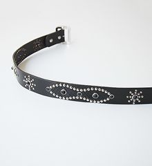 ڼVINTAGE STYLE LEATHER STUDS BELT - PEANUTS - (BLACK)