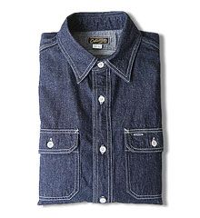 COLIMBO   HILLHEAD WORK SHIRT L/S PLAIN (INDIGO)