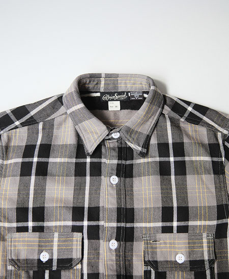 FREEWHEELERS �ե꡼�ۥ����顼�� " EDDY " WORK SHIRT (NICKEL GRAY �� DARK JET BLACK �� EGG YELLOW)