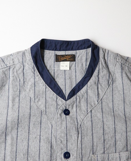 FREEWHEELERS フリーホイーラーズ BASEBALL SHIRTS (MIX GRAY × NAVY)